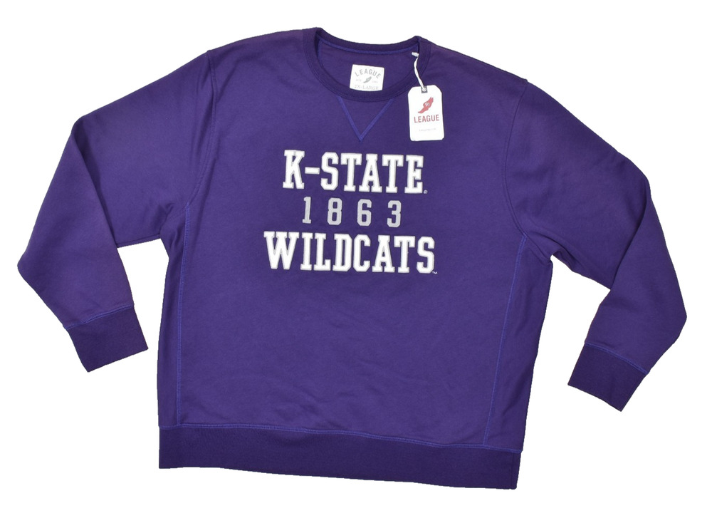 Men's K-State Wildcats League Purple Crewneck Sweatshirt Regular Size 2XL